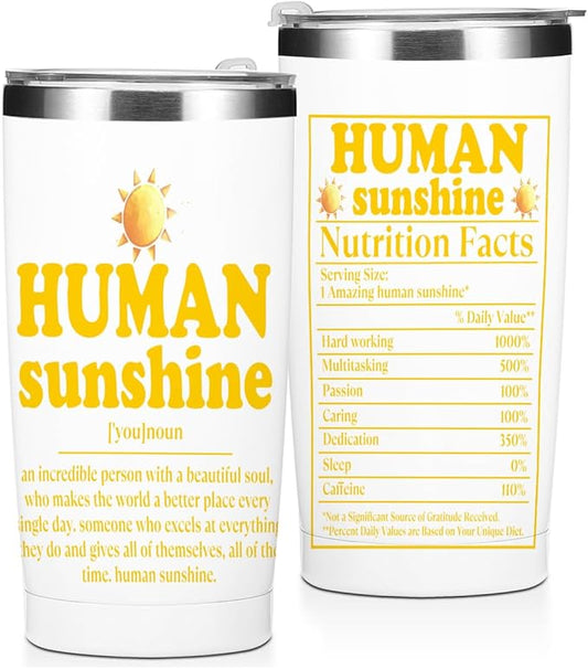 Sunshine Gifts for Women Men, 20 oz Tumbler Insulated Tumblers, Inspirational Stainless Steel Tumbler Travel Cup, Coffee Cups for Cold Hot Drinks Appreciation Gifts for Women Coworker Leader Teacher
