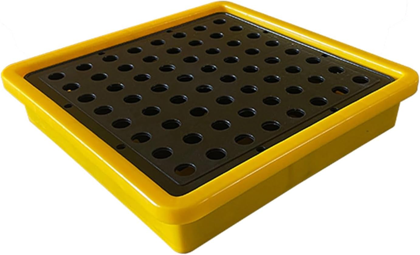 Drum Containment Spill Pallet, Industrial Nestable Oil Drums Leak-Proof Tray, Garage Storage Detachable Anti Slip Polyethylene Platform with Drain (Color : Yellow-5 Pack, Size : 13.4"x13.4"x
