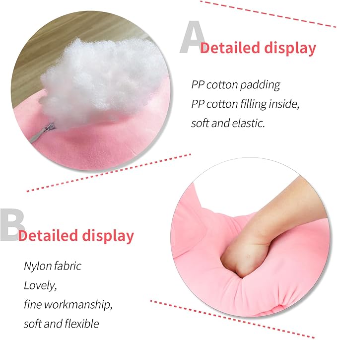 AFAN Long Cat Plush Cute Cat Body Pillows Kawaii Stuffed Animals Plushies Soft Cuddly Cotton Plush Toys Room Decor Gifts for Kids Girls Boys Adults (Pink, 19.6 Inch)