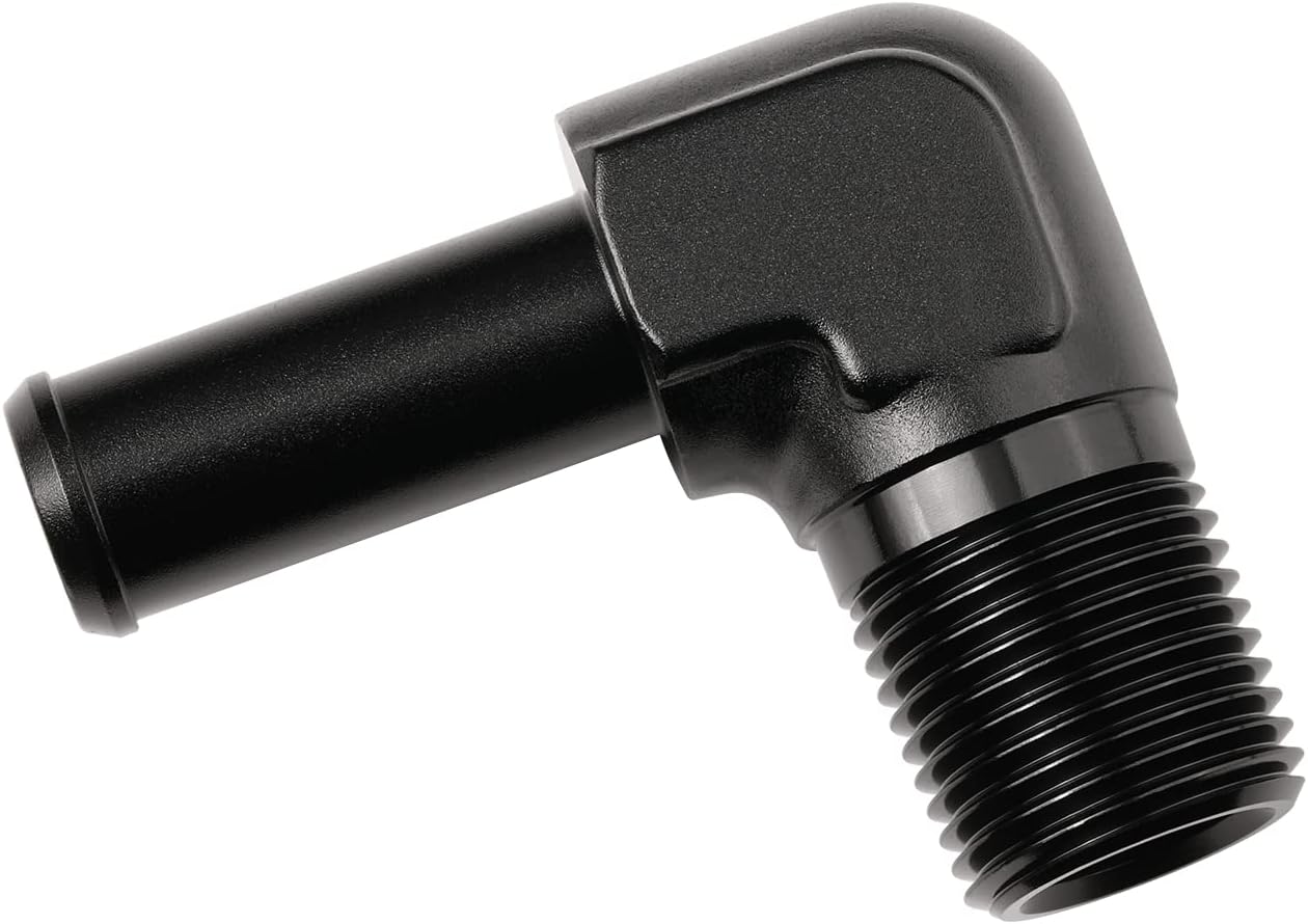 3/8 NPT Male to 1/2" Hose Barb Fitting Adapter 90 Degree Elbow Aluminum Black