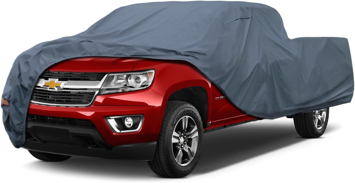 16 Layers Truck Cover Waterproof All Weater - See Vehicle Size Chart - Heavy Duty Outdoor Truck Pickup Cover for Chevrolet Colorado, Toyota Tacoma/Tundra etc. Length up to 220 inch.