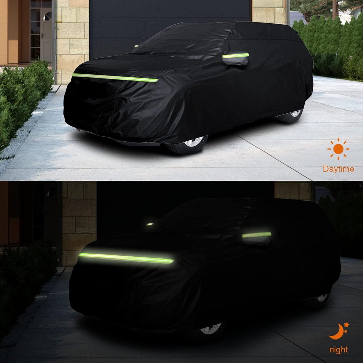 Waterproof Car Cover Compatible with 2002-2025 Toyota 4Runner, 210T Polyester with Cotton Liner Car Covers with Zipper Door Reflective Strips Lock for Snow Rain Sun Dust Protection