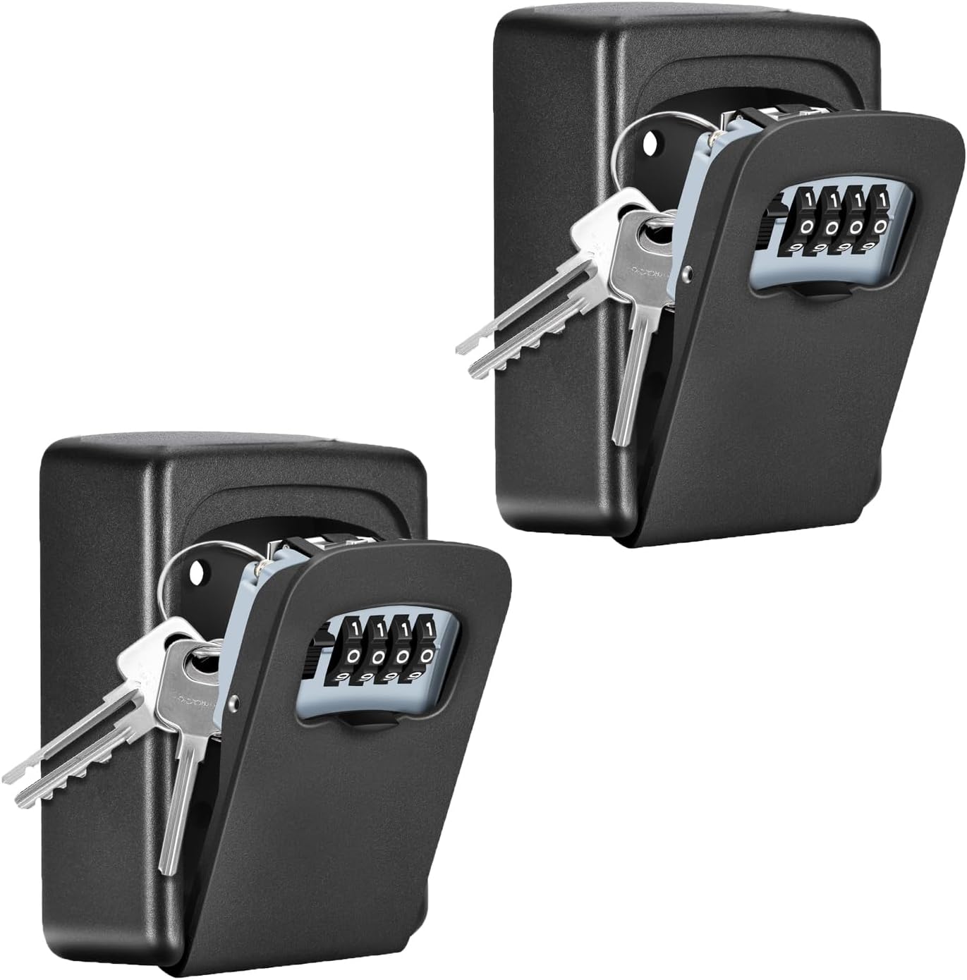 Fayleeko Key Lock Box Wall Mounted, 4 Digit Combination Lockbox for Outside, House Keys - 5 Keys Capacity, Key Safe Security Storage Lock Box for Indoor, Outdoor, Garage, Garden, Store (Black, 2Pack)