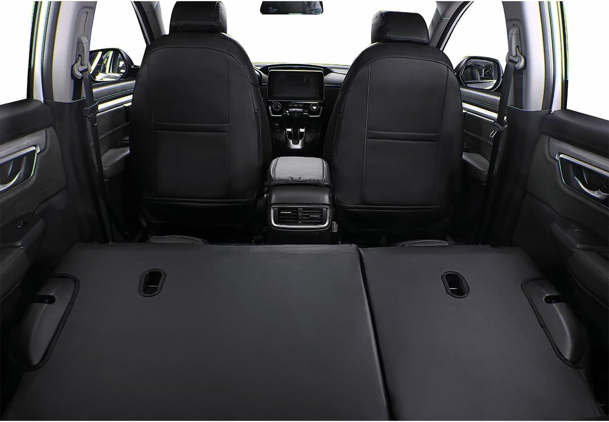 EKR Accord Car Seat Covers Custom for Honda Accord 2013-2016 LX,EX,EX-L,Sport,Touring,Sport SE & 2017 LX,Reat Row W/Solid Backrest,Seat Cover Full Set,Car Seat Protector-Leather(Black)