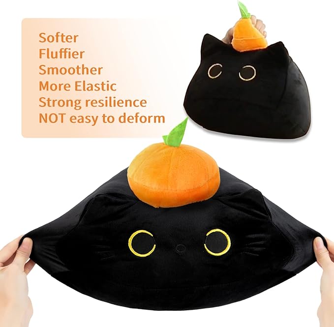 Black Cat Plush Toys, 3D Shaped Stuffed Cute Animal Toy Pillow Cushion, Soft Kawaii Cat Plush Doll (OE 21in Black)