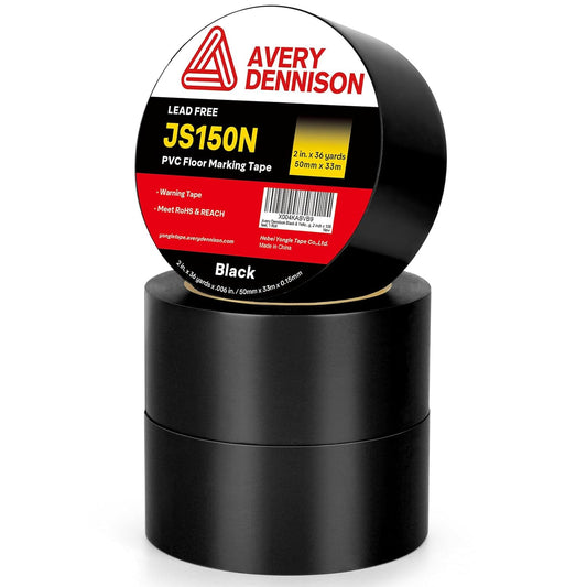 Floor Marking Tape,2 in x 108 FT Strong Adhesive Caution Tape,High Durability Warning Safety Tape for Indoor/Outdoor - Warehouses,Factories,Parking Lots,Retail Locations,Black,3 Rolls