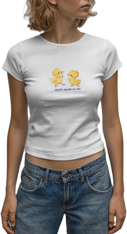 Y2k Graphic Baby Tees for Women Funny Kitten Shirt Tops Aesthetic Fairy Grunge Crop Top 90s 2000s Vintage Clothing