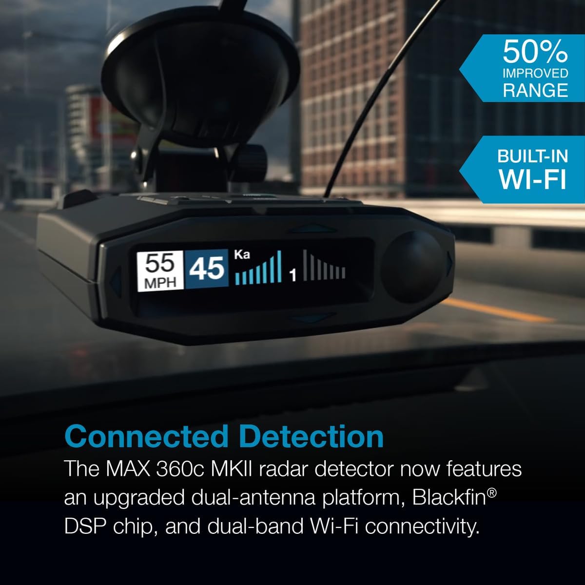 Escort MAX 360c MKII Laser Radar Detector & Escort Direct Wire Power Cord: Dual-Band Wi-Fi and Bluetooth, 360° Directional Arrows, Exceptional Range, Shared Alerts, Drive Smarter App, Black