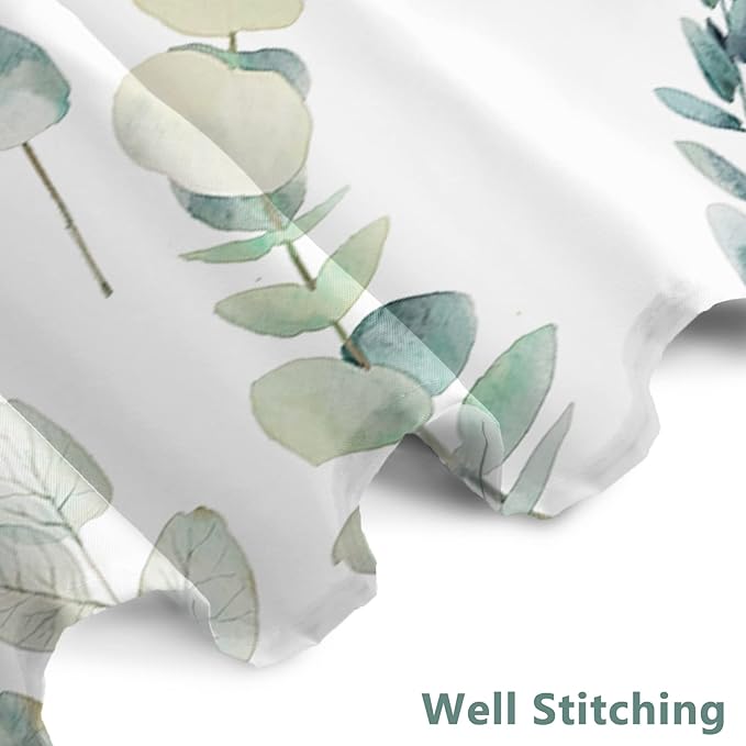 AWERT Shower Curtain Green Plants for Bathroom Waterproof Quick-Drying Eucalyptus Leaves Shower Curtain Set with Hooks 72x78 Inch
