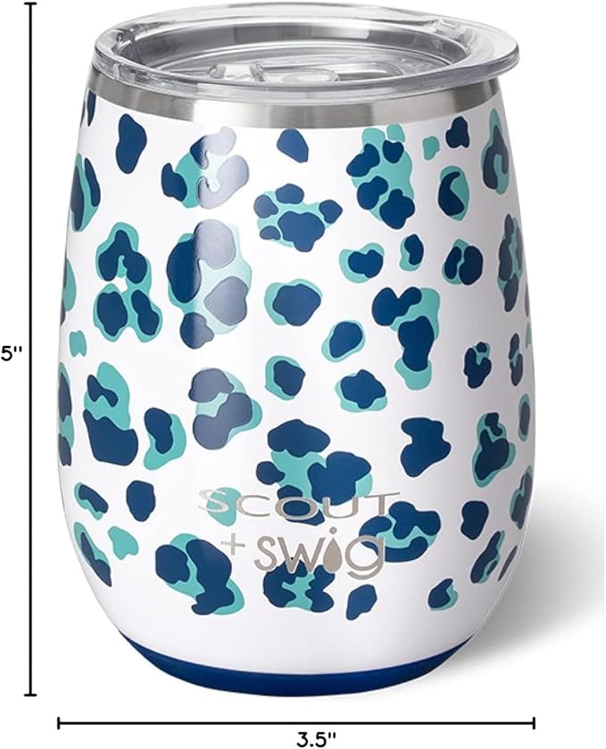 Swig Life 14oz Insulated Wine Tumbler with Lid | Discontinued Prints | Dishwasher Safe, Holds 2 Glasses, Stainless Steel Outdoor Wine Glass (Cool Cat)