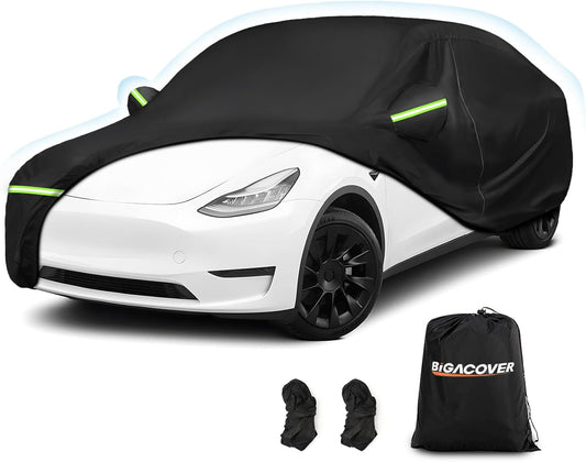 Custom Fit for Tesla Model Y Car Cover - Waterproof, All Weather, Heavy Duty Protection, Hail & Windproof, Long Lifetime, with Charge Port Opening and Side Zipper - Fits for Model Y 2020-2025
