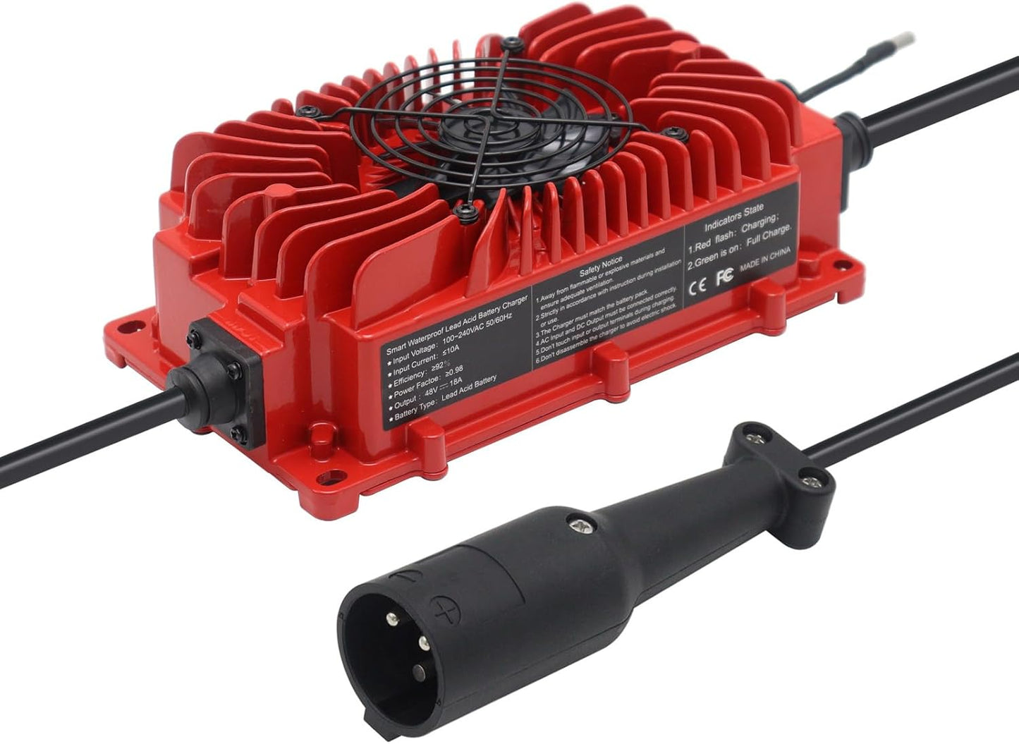 18 AMP 48 Volts Replacement Golf Cart Battery Charger for 48 Volt Club Car Golf Cart with Round 3 Pin Plug Waterproof IP65