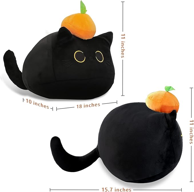 Black Cat Plush Toys, 3D Shaped Stuffed Cute Animal Toy Pillow Cushion, Soft Kawaii Cat Plush Doll (OE 21in Black)