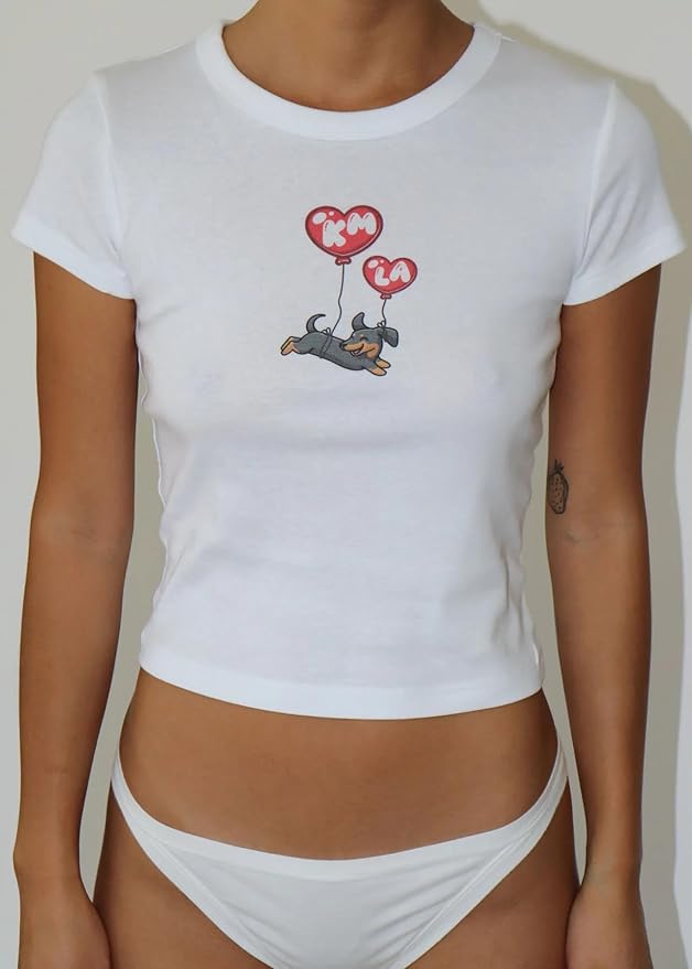 Y2k Graphic Baby Tees for Women Funny Kitten Shirt Tops Aesthetic Fairy Grunge Crop Top 90s 2000s Vintage Clothing