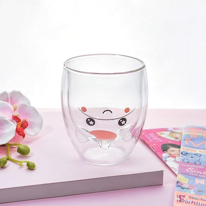 Unicorn Mug Cute Mugs Glass Double Wall Insulated Glass Espresso Cup, Coffee Cup, Tea Cup, Milk Cup, Kawaii Gifts, for women girls friends, Christmas Birthday (Unicorn)