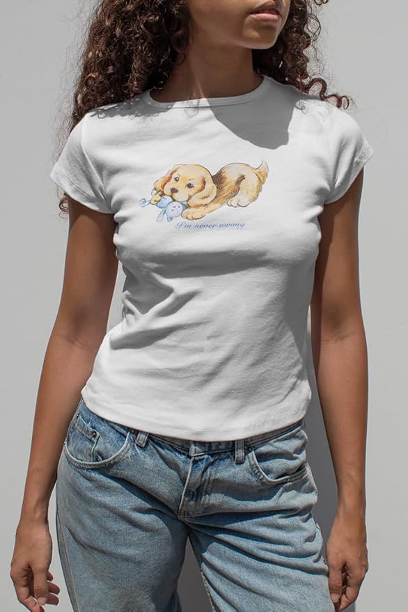 Y2k Graphic Baby Tees for Women Funny Kitten Shirt Tops Aesthetic Fairy Grunge Crop Top 90s 2000s Vintage Clothing