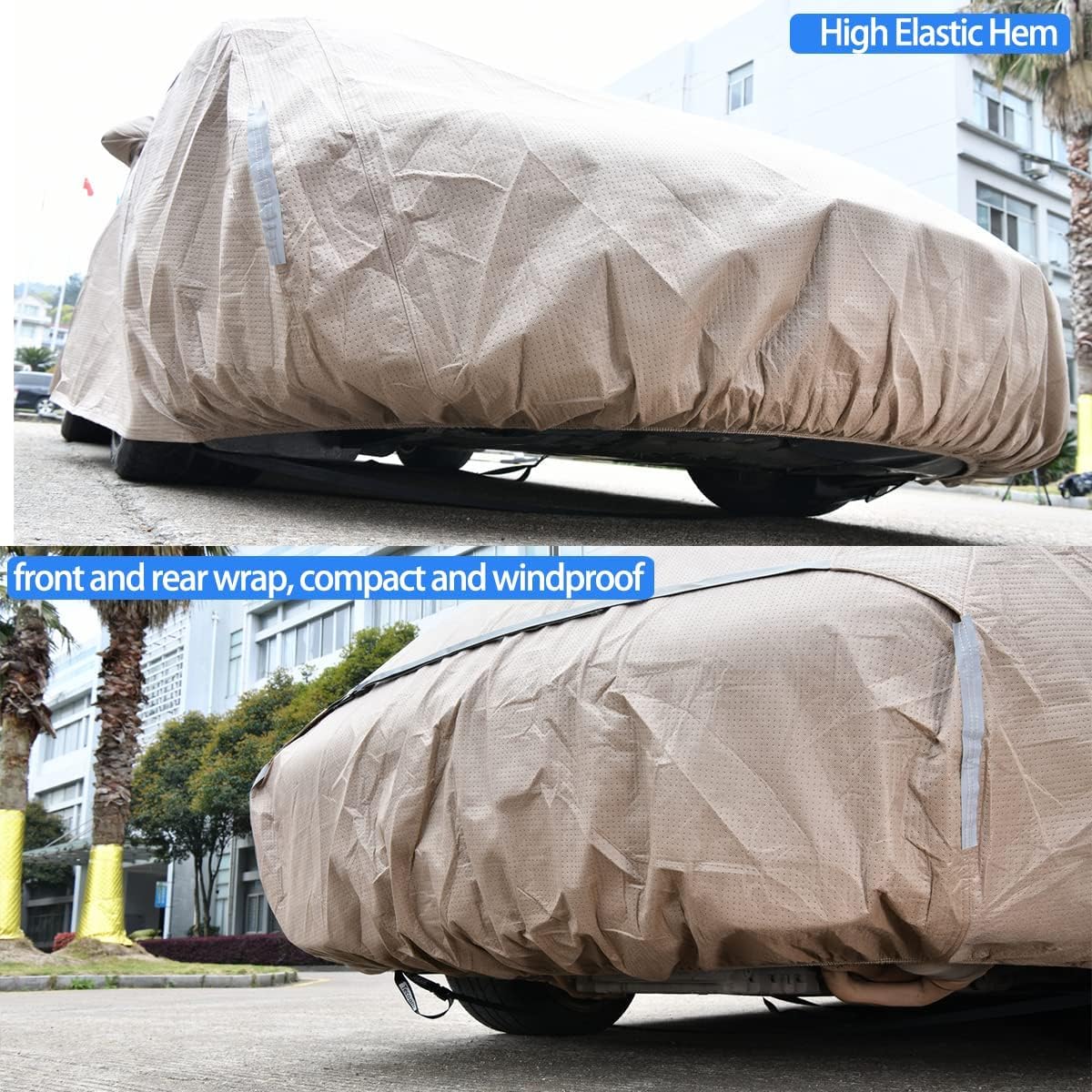 Tecoom Car Cover Waterproof All Weather Thick Shell Non-Woven Outdoor Full Cover with Invisible Zippered Mirror Pockets Rain Sun Wind Hail Protection Car Covers Universal Fit Bmwz4 (167-172 Inches)