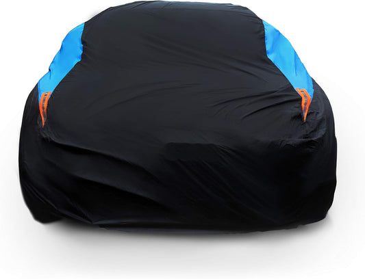 MORNYRAY Waterproof Car Cover All Weather Snowproof UV Protection Windproof Outdoor Full Coupe/Cabrio Car Cover, Universal Fit for Coupe/Cabrio (Fit Coupe/Cabrio Length 192-203 inch, Blue)