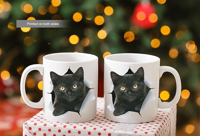 Winston & Bear Funny Black Kitten Coffee Mug - Funny Ceramic Coffee Mug Gift for Cat Lovers - Cute Novelty Cat Themed Cup for Men and Women (15oz)