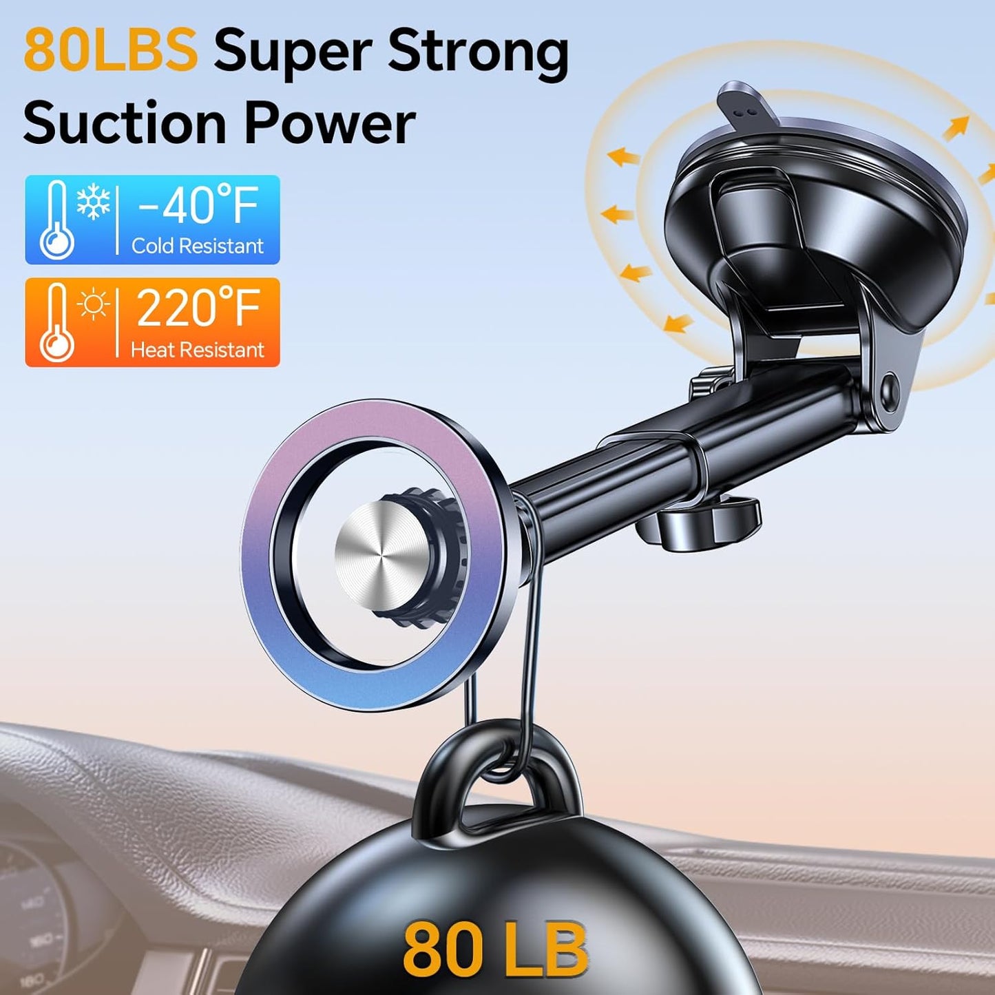 for MagSafe Car Mount【 Windshield + Vent + Dash 】 Magnetic Phone Holder for Car Phone Holder Mount Cell Phone Holders for Your Car Truck Suction Car Phone Mount for iPhone 16 Pro Max 15 14 13 12 Plus