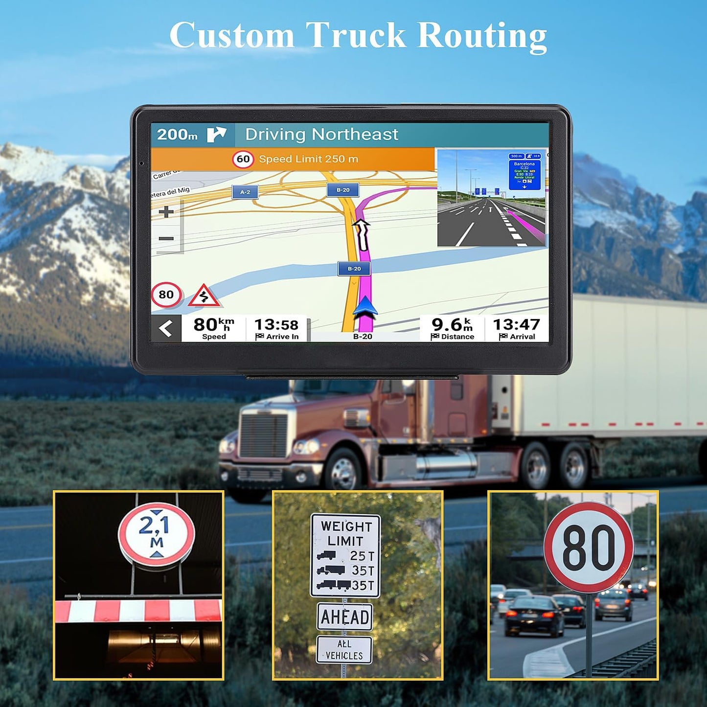 GPS Navigator for Car, Latest 2025 Map 7 inch Touch Screen Car GPS 256-16GB, Voice Turn Direction Guidance, Support Speed and Red Light Warning, Pre-Installed North America Lifetime map Free Update