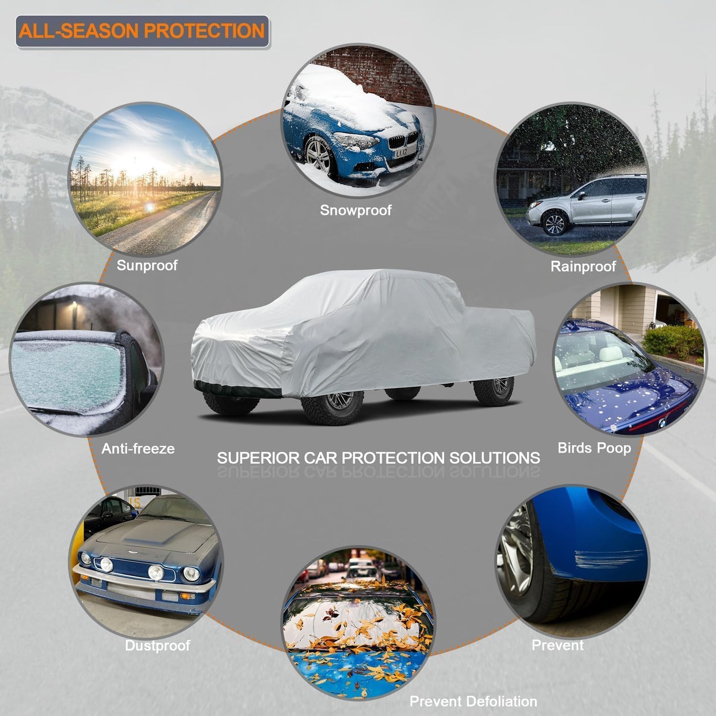 Kayme 6 Layers Truck Cover Waterproof All Weather, Heavy Duty Outdoor Pickup Cover Sun Uv Rain Protection, Universal Fit (Length Up to 250 inch) XXL