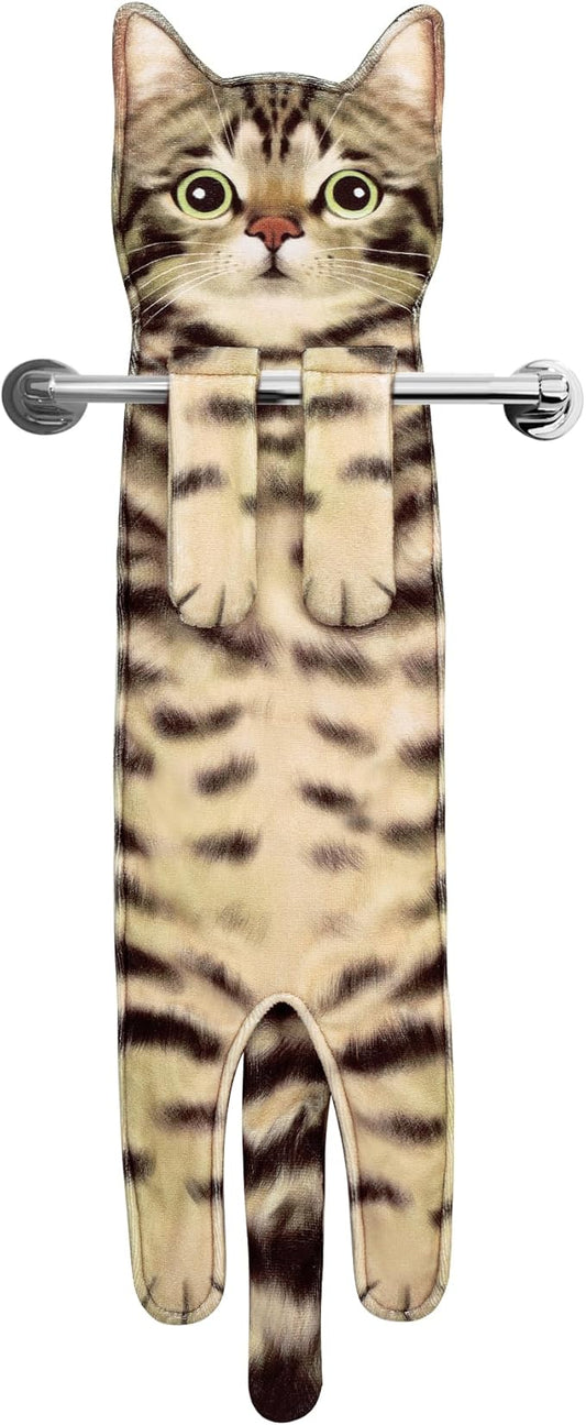 AGRIMONY Cat Funny Hand Towels for Bathroom Kitchen - Cute Decorative Cat Decor Hanging Washcloths Face Towels Super Absorbent Soft - Housewarming Birthday Christmas Fun Gifts for Women Cat Lovers