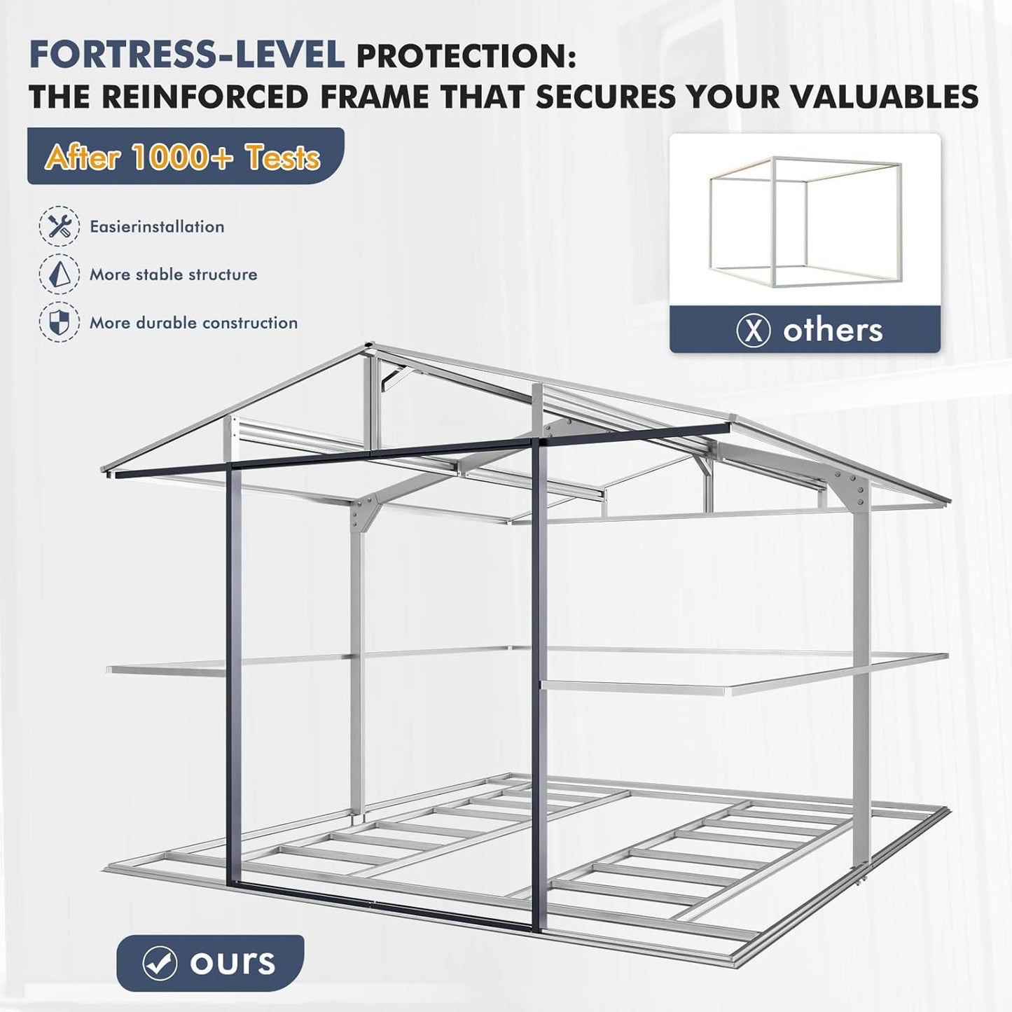 10x12 Metal Shed with Floor Frame Kit & Reinforced Construction - Translucent Roof Panels for Natural Light, Lockable Doors, Vents and Windows | Weatherproof Outdoor Storage for Garden/Backyard/Patio