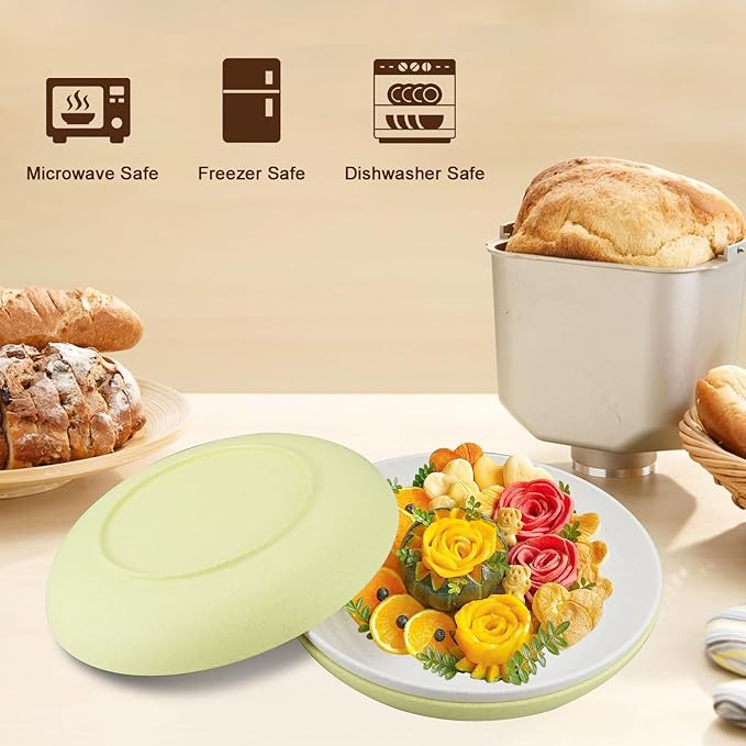 Wheat Straw Plates 10 Inch Dinner Plates Set of 8, Lightweight and Unbreakable Plates, Microwave and Dishwasher Safe Deep Plates for Dinner, Kitchen, Outdoor - Modernist Series