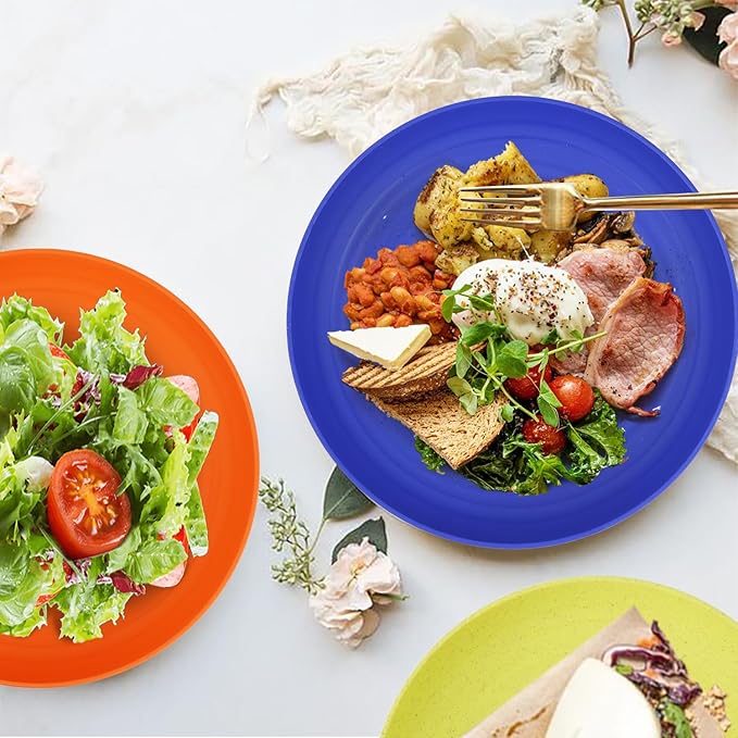 Wheat Straw Plates 10 Inch Dinner Plates Set of 8, Lightweight and Unbreakable Plates, Microwave and Dishwasher Safe Deep Plates for Dinner, Kitchen, Outdoor - Modernist Series