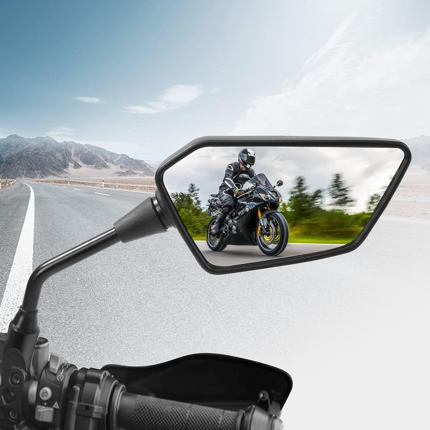 ATV Mirror, Side Rearview Mirrors for Bike Motorcycle ATV Scooter Cruiser with 8mm 10mm Bolt, 7/8" Handle Bar Mount Clamp Compatible with Suzuki Yamaha Honda Kawasaki Victory and More