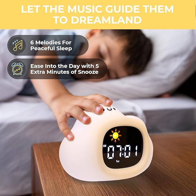 Bumble & Bright Okay to Wake Clock for Kids - Adorable Cloud Design, Portable Nightlight, Soothing Sleep Aid, Kids Alarm Clock OK to Wake, 8 Color Options, Easy Display, Ideal for Parents