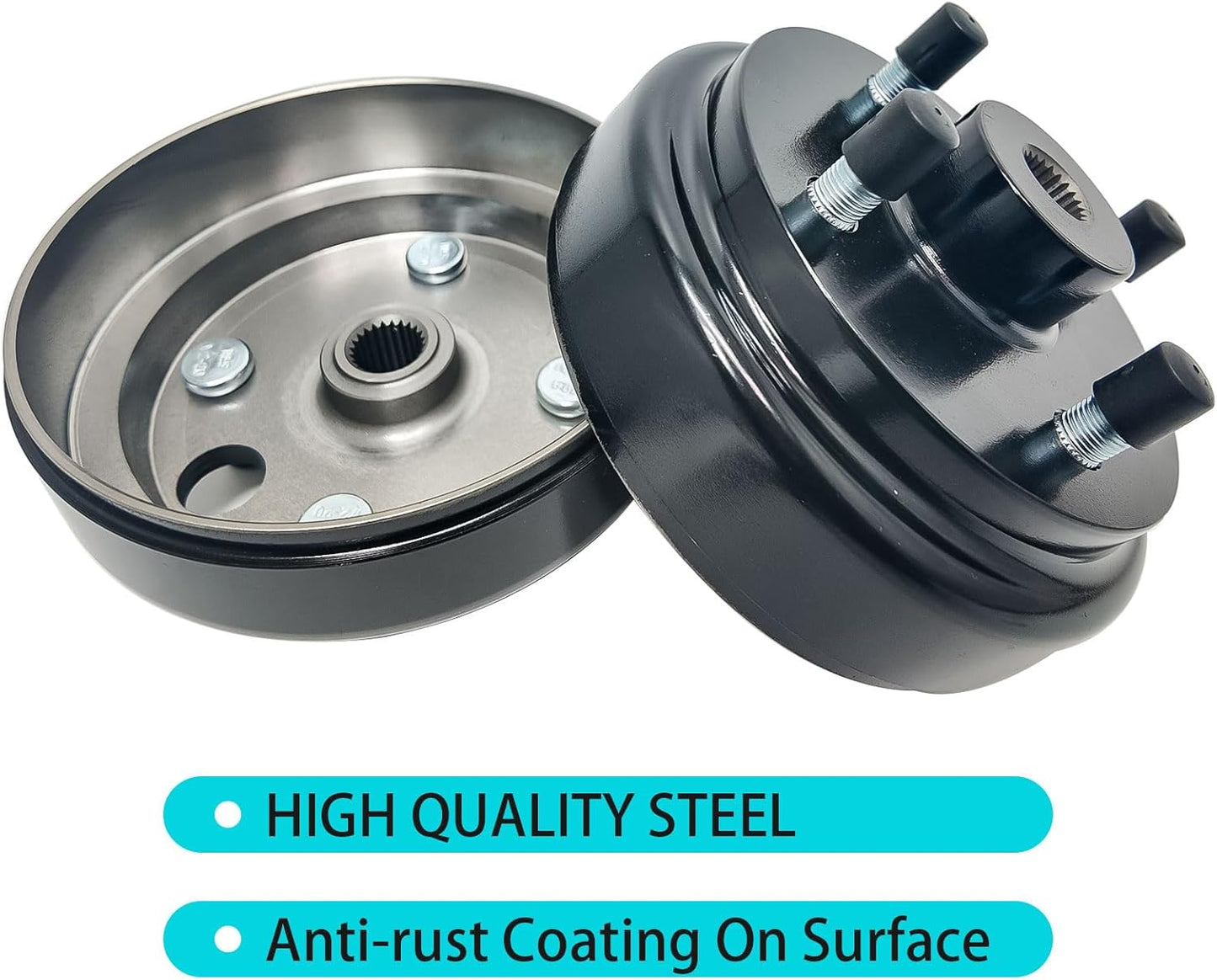 Golf Cart Brake Drum Assembly Kit for EZGO TXT, Rear Brake Drum Hub with 24 Splines Compatible with 1982-up Electric and 1982-1993 2-Cycle Gas Vehicles Replaces 19186G1P - 1 Pack