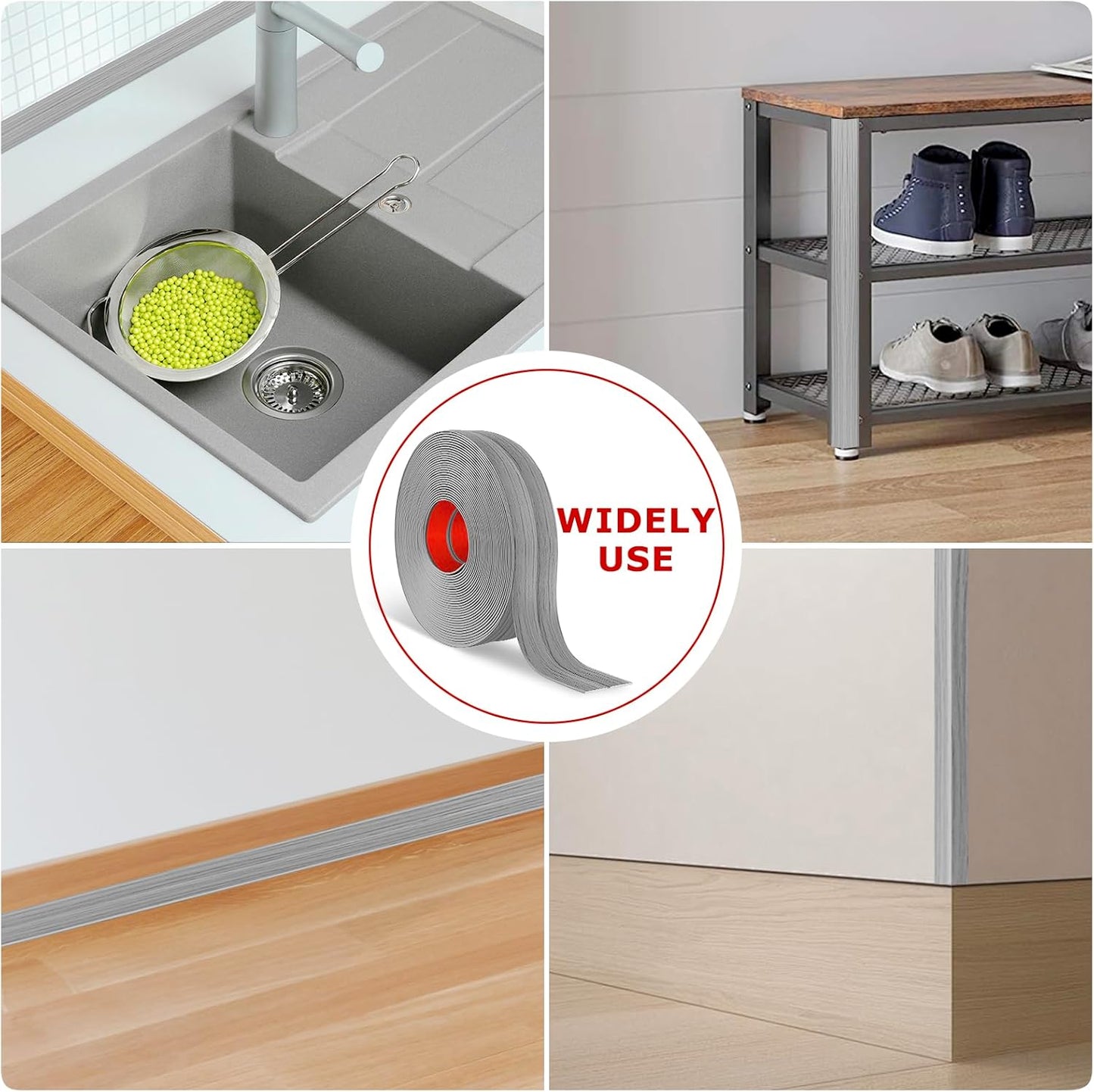 Flexible Wall Corner Protector Moulding Trim Peel and Stick Wall Corner Guards Edge Protector Self Adhesive Molding Trim Strip for Edge Ceiling (Light Gray Wood Grain, 1.6 in x 10 Ft)