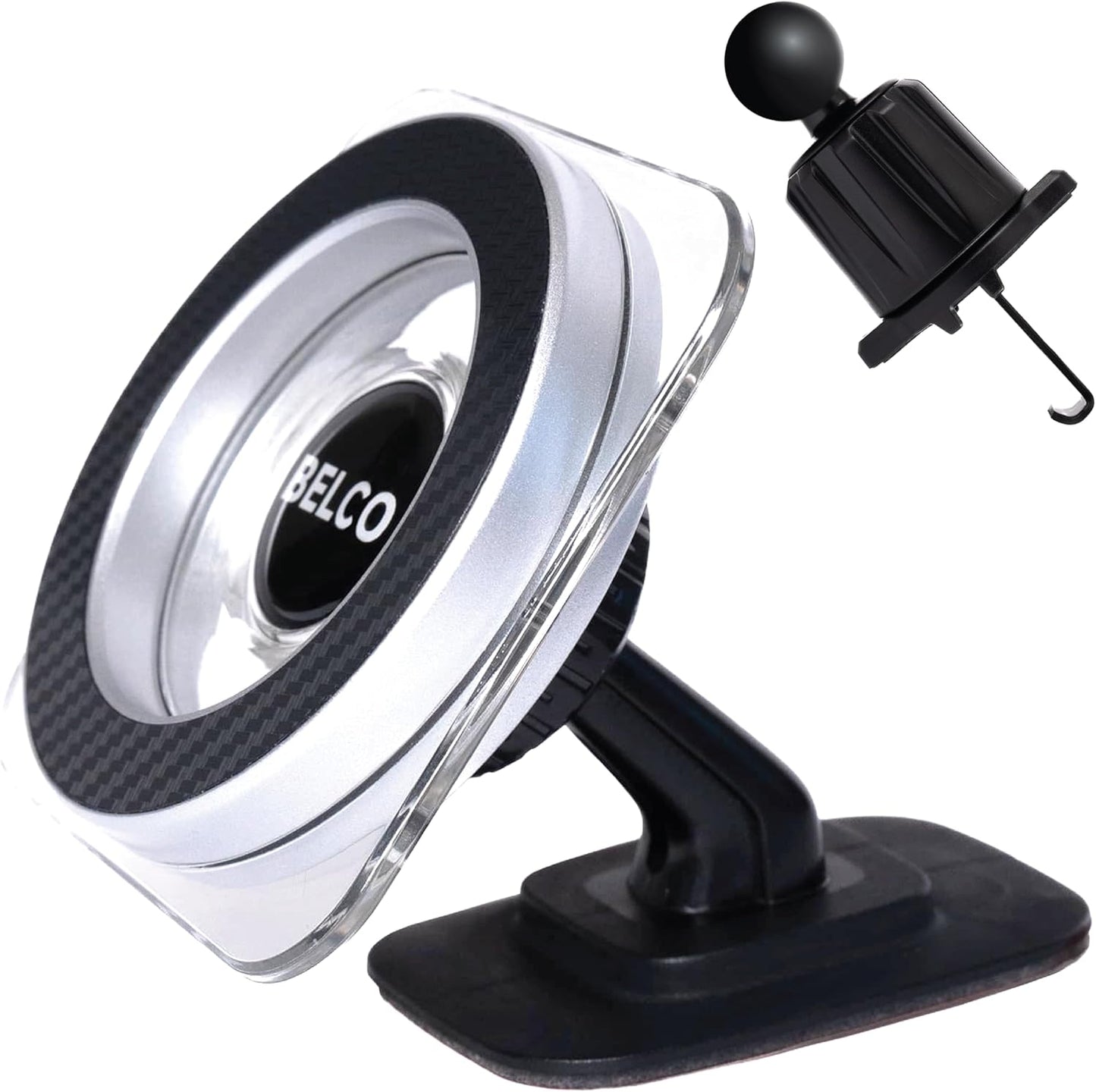 Belco Magnetic Phone Holder for Car – Adhesive Car Phone Mount with 360-degree Rotation for Dashboard and Air Vent – Compatible with iPhone and Android