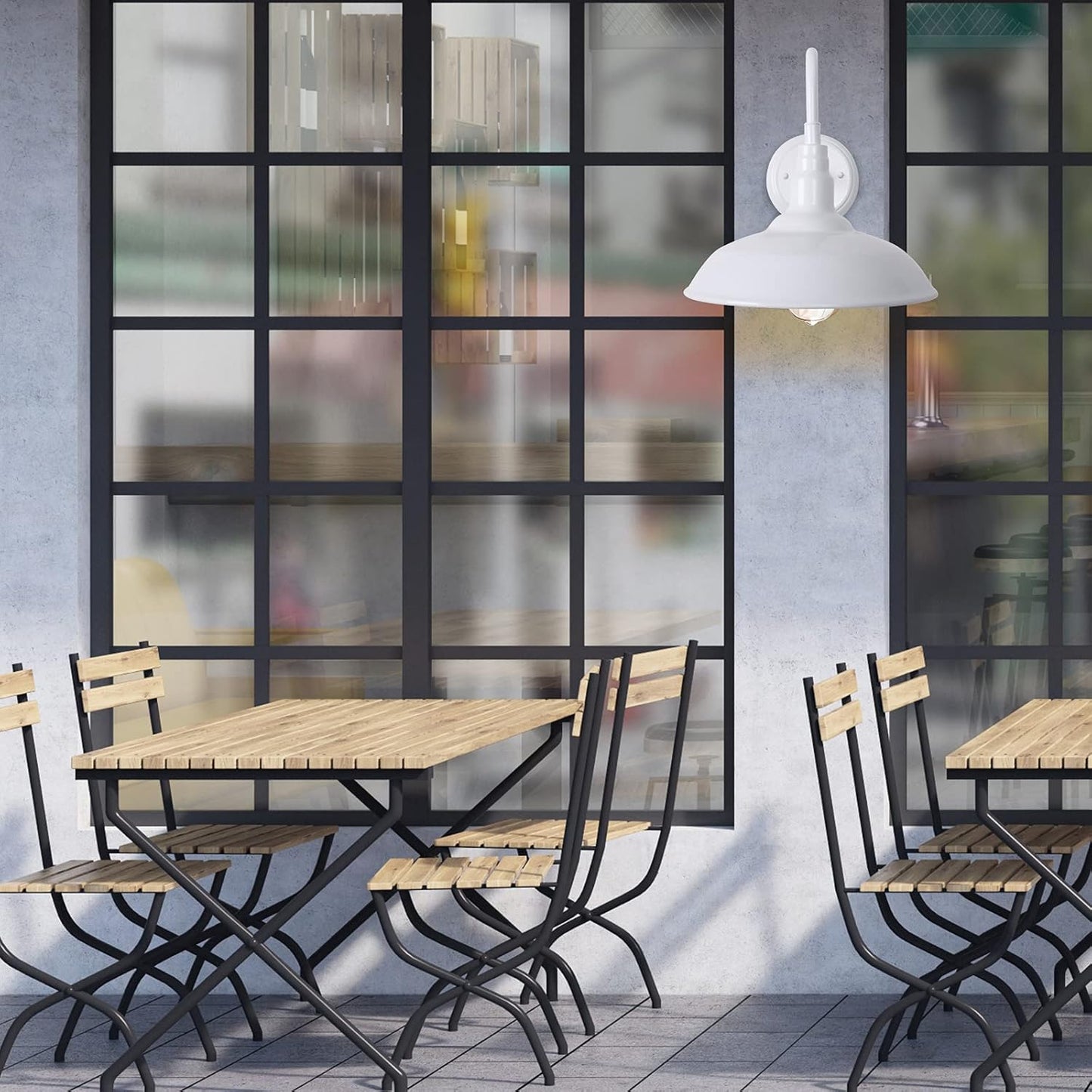 10'' Diameter Outdoor Gooseneck Barn Light Fixture with Wall Mount, White Exterior Waterproof Porch Barn Door Wall Lantern, Farmhouse Outdoor Wall Sconce, 1 Pack, LM2201-WH