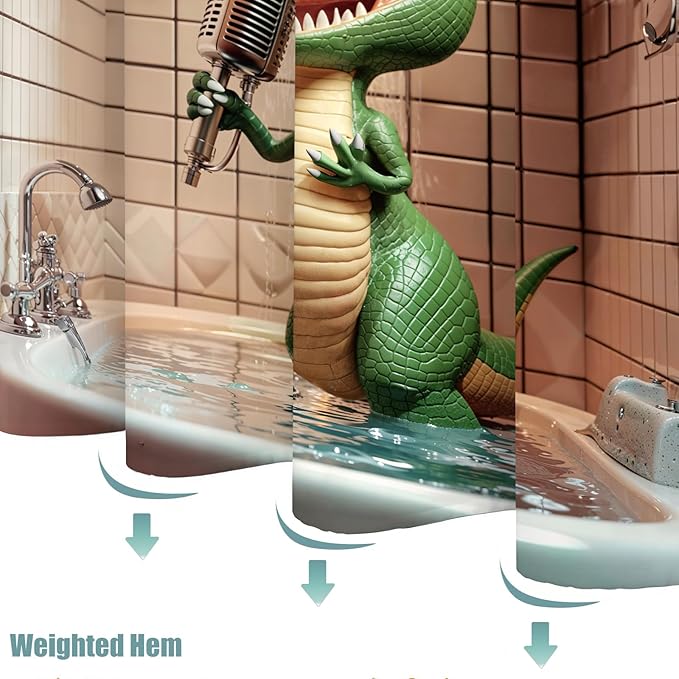Yeoiat Funny Shower Curtain Dinosaur Shower Curtain Funny Decorative Shower Curtains for Bathroom Cute Shower Curtain Set with 12 Hooks Dinosaur02 72×72 Inches