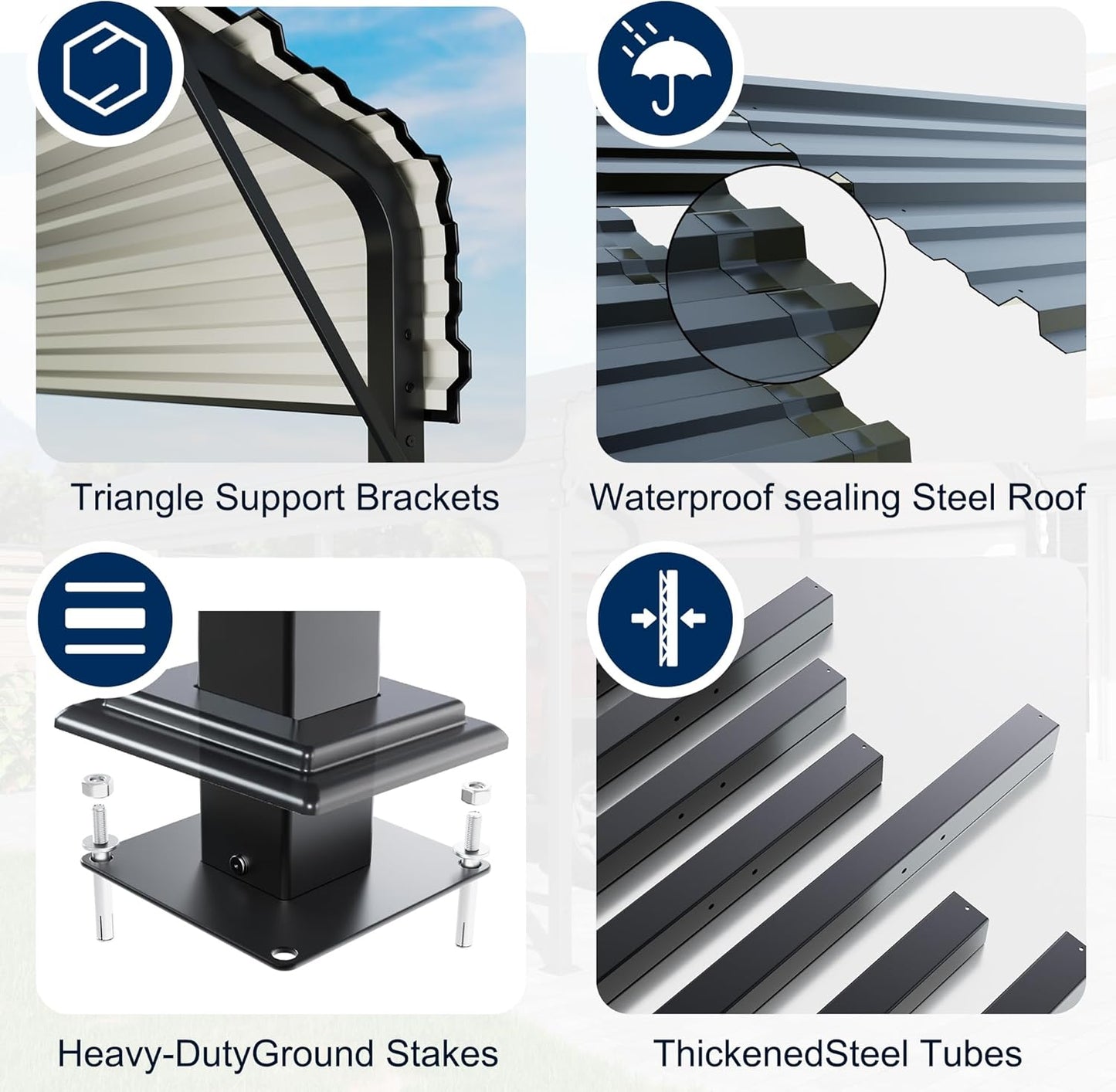 12x20 Metal Carport Carports with Enhanced Base Heavy Duty Garage Outdoor Galvanized Car Shelter for Car, Boats and Truck