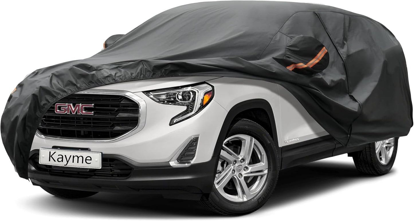 Kayme 7 Layers SUV Car Cover Custom Fit for GMC Terrain (2010-2025) Waterproof All Weather for Automobiles, Outdoor Full Cover Rain Sun UV Protection.Black