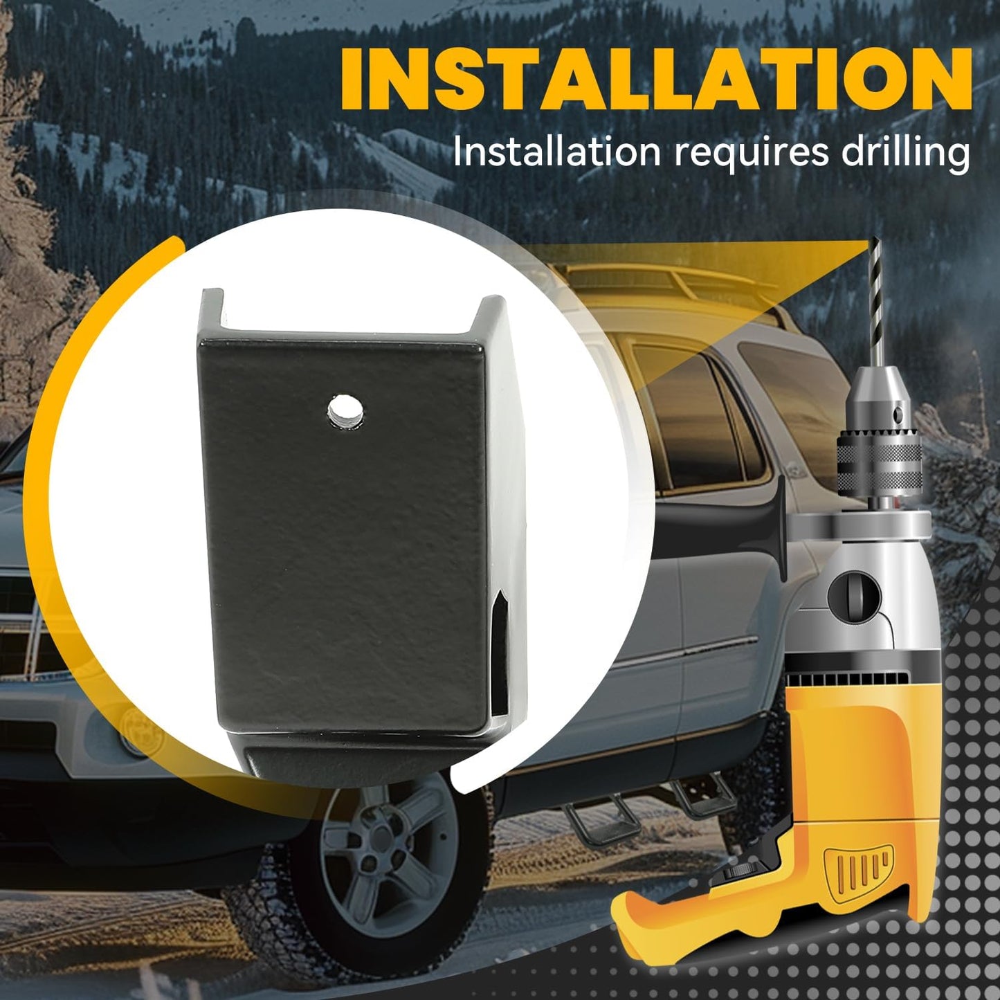 ECOTRIC Universal Side Steps-300LB Load, Electrophoresis Black Aluminum Step Rails for Trucks, Compatible with Chevy, Ford, Toyota, GMC, Dodge, Jeep & More