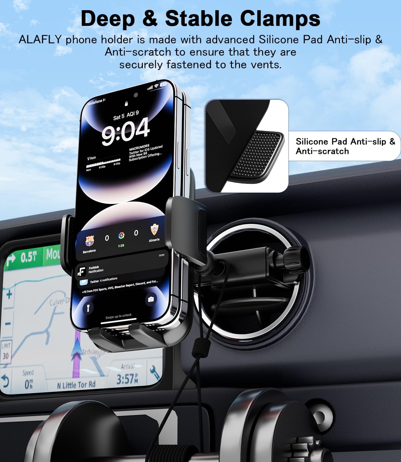 Round Vent Car Phone Holder for Jeep Wrangler JL(2018-2025) Gradiator (2020-2024) Compass (2009-2016) [Thick Case Friendly] Air Vent Car Mount for All Smartphone 4-7.2 inch