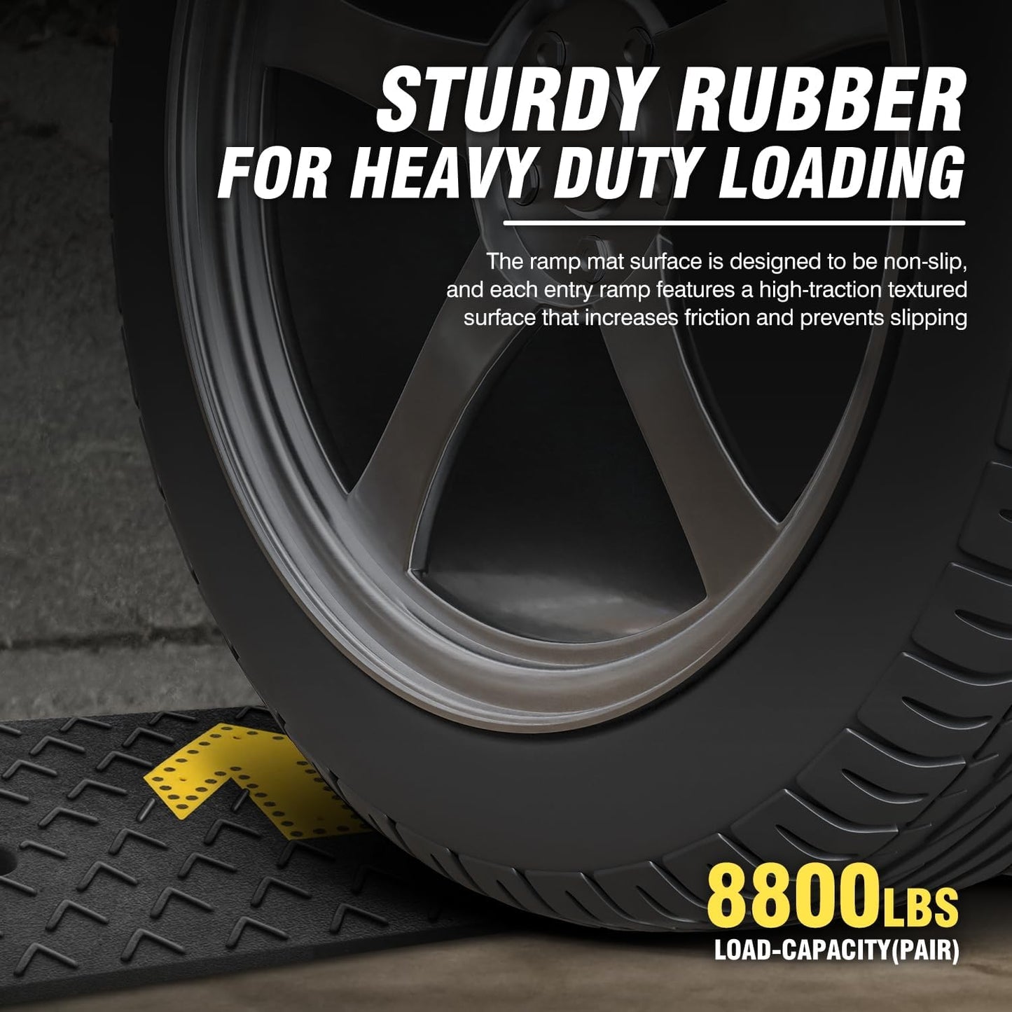 DNA MOTORING 2pcs 4.5" Rise Rubber Arrow Curb Ramp Heavy Duty Loading Threshold Ramp 37.4 in L x 11.8 in W x 4.5 in H for Loading Dock, Warehouse, Wheelchair, Motorcycles, Cars, TOOLS-00650