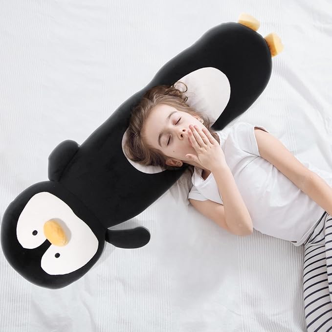 22' Long Penguins Plush Body Pillow, Cute Black Penguin Stuffed Animal for Kids, Girls, Boys, Birthdays & Easter