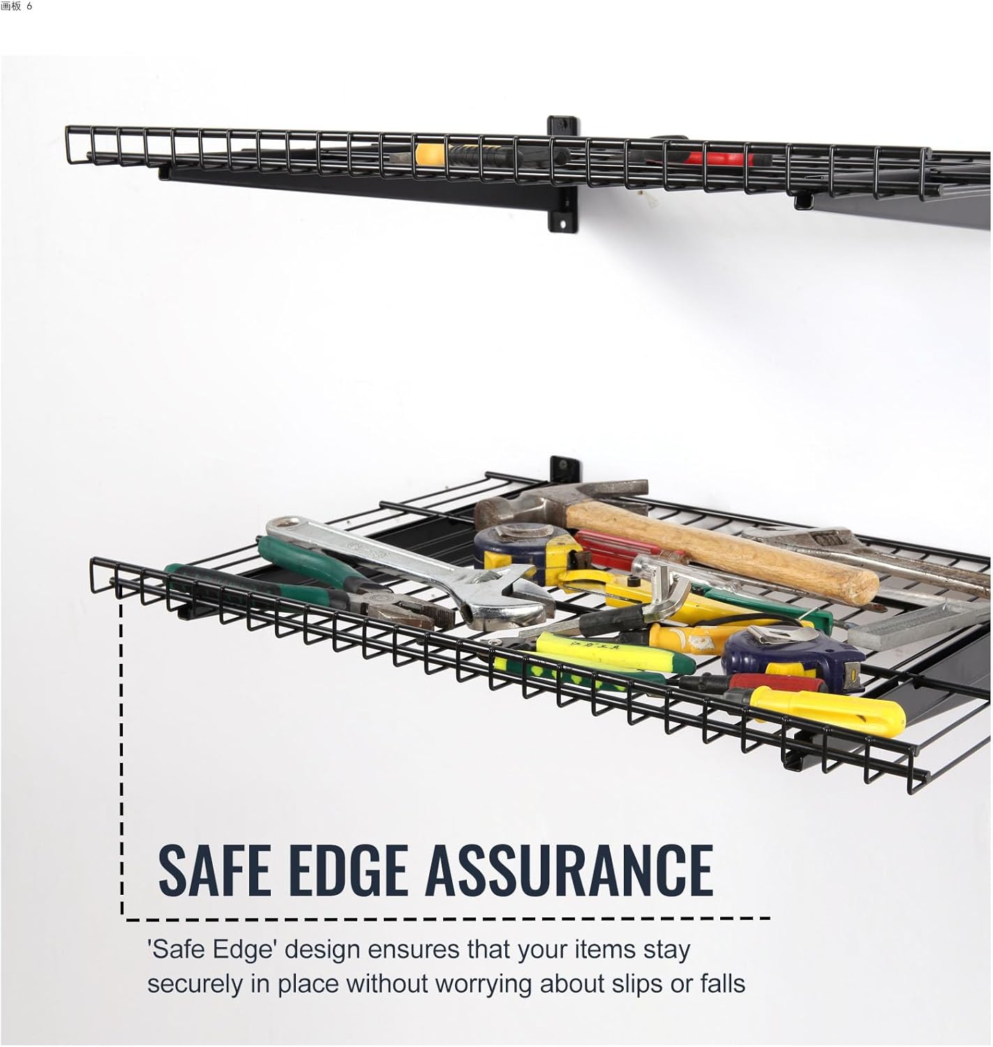 2 Pack Garage Wall Mounted Shelf, 19.7" x 11.4" Heavy Duty Wall Storage Shelves for Garage, Workshop, Laundry Room and Kitchen, Max Load 50 lbs (Black,2 Pack)