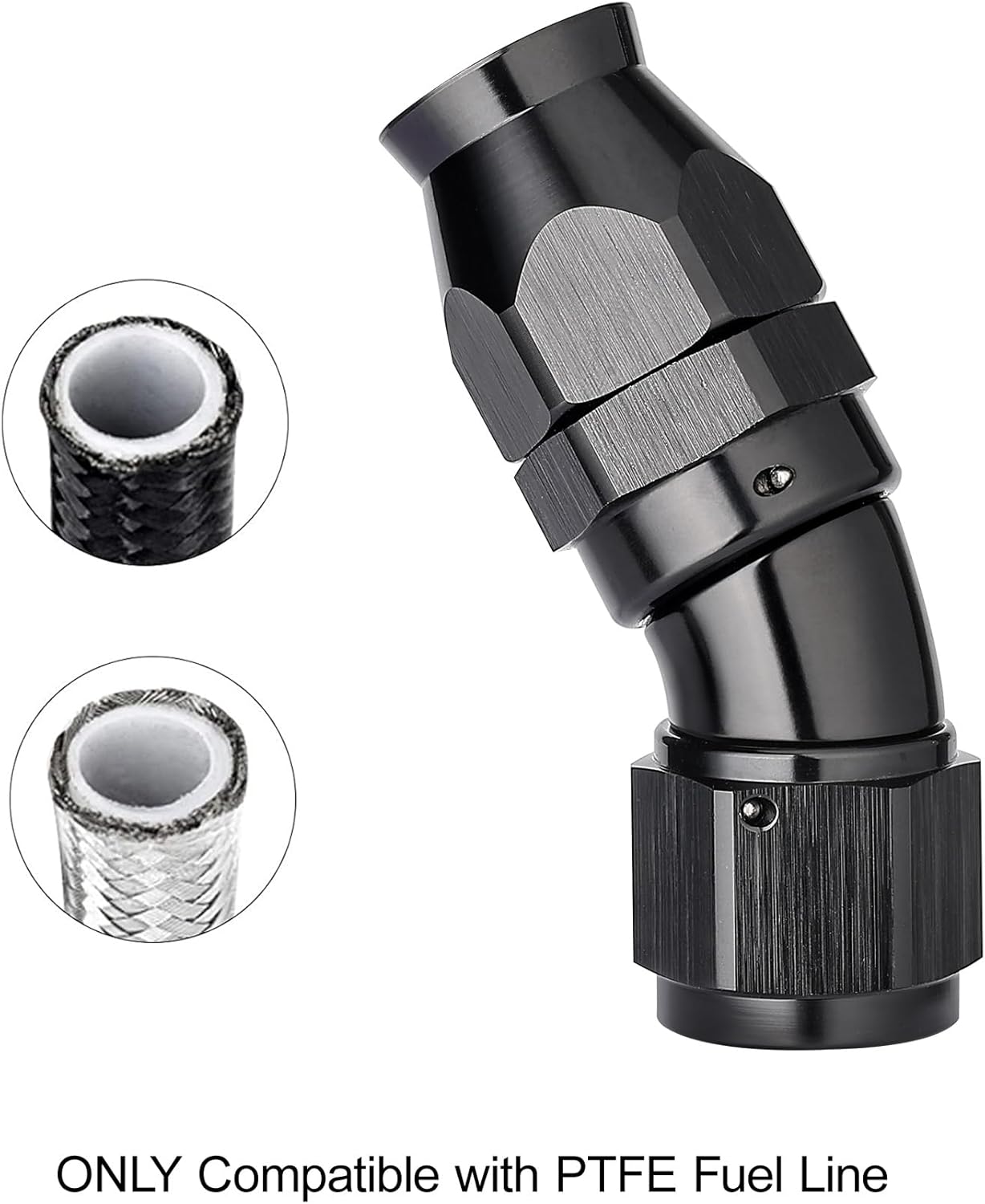 EVIL ENERGY 12AN 30 Degree PTFE One Piece Full Flow End Hose Fitting Aluminum Black