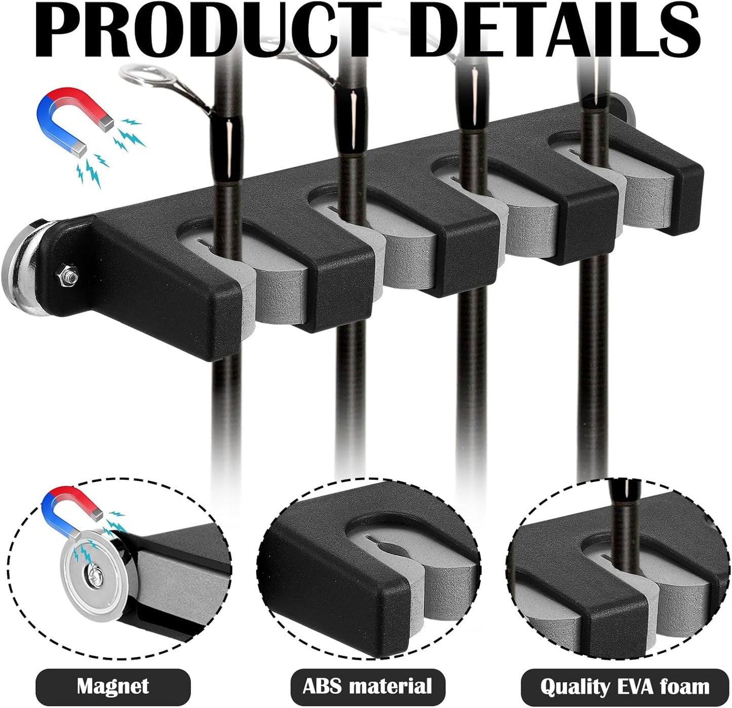 2 Pcs Magnetic Fishing Rod Holder for Car Fishing Pole Rack Vertical Rod Storage Holders for Truck Bed Boat Wall Garage Door