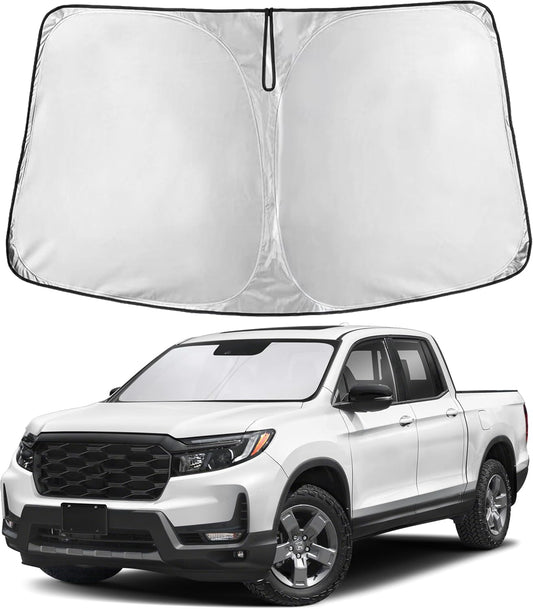 EcoNour Windshield Sun Shade Compatible for Honda Ridgeline (2017–2024) | Front Window Shade for Pickup Truck | 4-Layer, 240T Sunshade Accessories | UV & Heat Reflector for Ridgeline Windshield