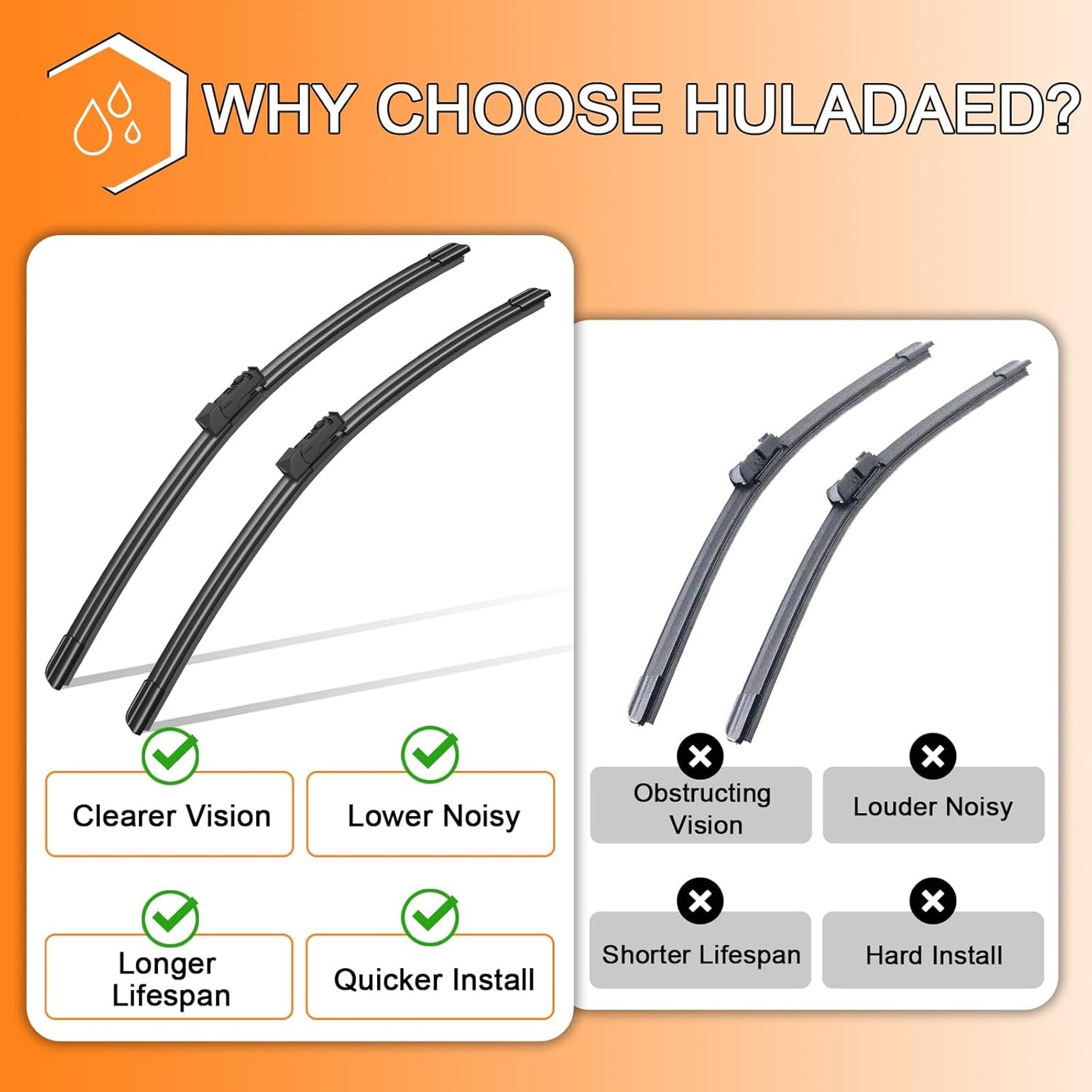 HULADAED® 26'' 20'' 14'' Windshield Wipers Replacement for Ascent 2023 2022 2021 2020 2019,Silicone Front Rear Wiper blades for MY Car-All Weather & Quiet(3 PACK)
