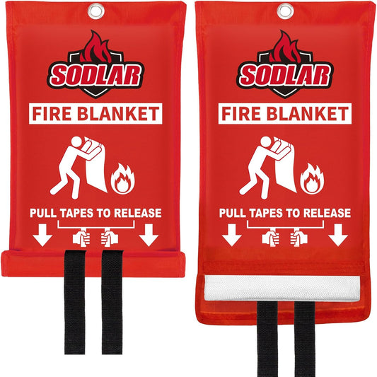 Fire Blanket Emergency for Home Kitchen - 40"x40" Fireproof Safety Protection Fiberglass Flame Retardant Blankets Survival Essential Kit for Outdoor Camping House Car Fireplace Grill BBQ - 2 Pack