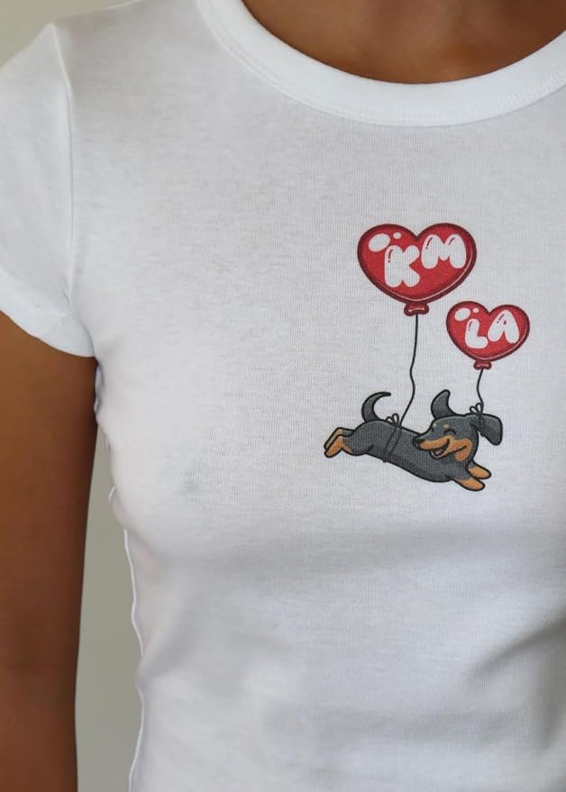 Y2k Graphic Baby Tees for Women Funny Kitten Shirt Tops Aesthetic Fairy Grunge Crop Top 90s 2000s Vintage Clothing